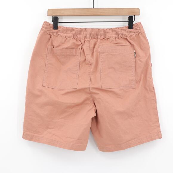 Pact Shorts Men's Sz L Orange Organic Cotton Twill Drawstring Elastic Waist - Picture 2 of 5